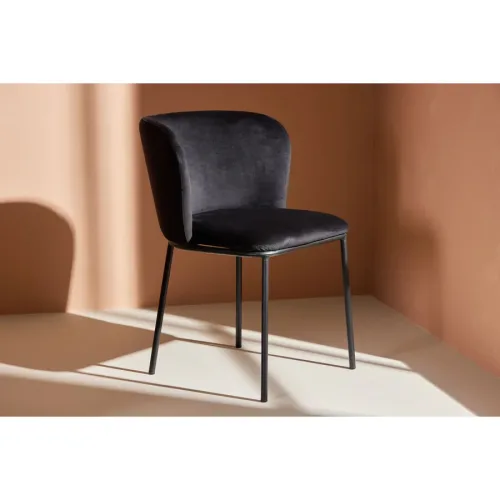 Stuhl 2er-Set Hus Schwarz Polyester/Stahl B 53 cm - Farbe: beige - Material: Polyester-Leinen/Stahl - Stuhl 2er-Set