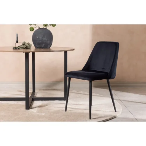 Stuhl 2er-Set Neba Schwarz Stahl/Polyester B 48 cm - Material: Polyester-Samt/Stahl - Stuhl 2er-Set