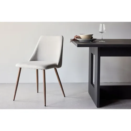 Stuhl 2er-Set Neba Beige Polyester/Stahl B 48 cm - Material: Polyester-Leinen/Stahl - Stuhl 2er-Set