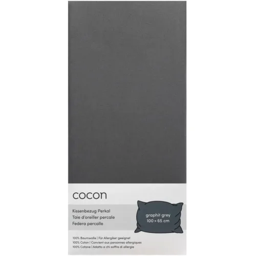 COCON, Kissenbezug COCON Grau Baumwolle B 65 T 100 cm - Farbe: Graphit - Material: Perkal - Kissenbezug