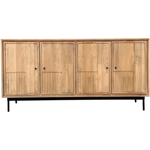 LIVIQUE, Sideboard Seka Schwarz Holz 160 cm 80 cm - Farbe: natur/schwarz - Material: Mango - Sideboard
