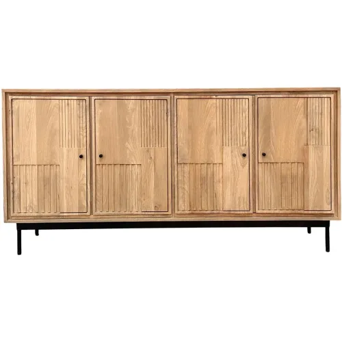 Sideboard Seka Schwarz Holz 160 cm 80 cm - Farbe: natur/schwarz - Material: Mango - Sideboard