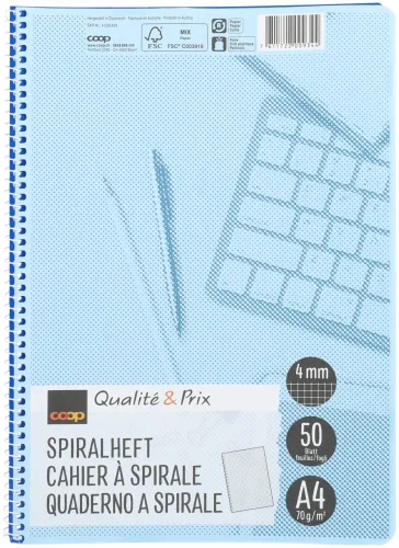 Coop Qualité&Prix Spiralheft A4 4mm kariert ohne Rahmen