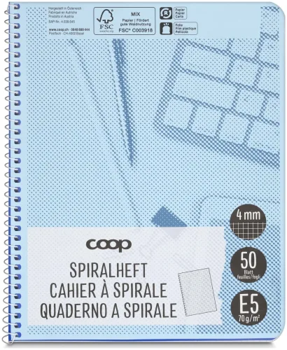 Coop Spiralheft E5 4mm kariert ohne Rahmen