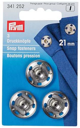 Prym, Prym Ann&auml;hdruckkn&ouml;pfe, silber, nickelfrei 21 mm, Karte 3 St&uuml;ck