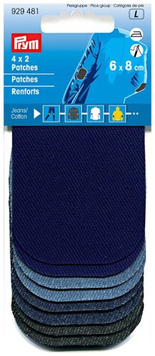Prym, Prym Mini Patches, jeans, sortiert 8 x 6 cm, Karte 8 St&uuml;ck, Baumwolle