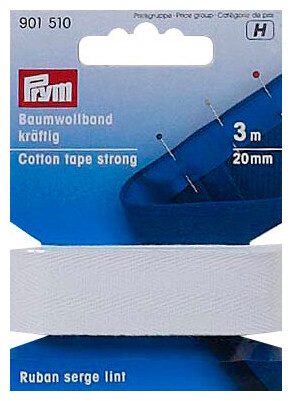 Prym, Prym Baumwollband kr&auml;ftig, weiss 20 mm, Karte 3 m