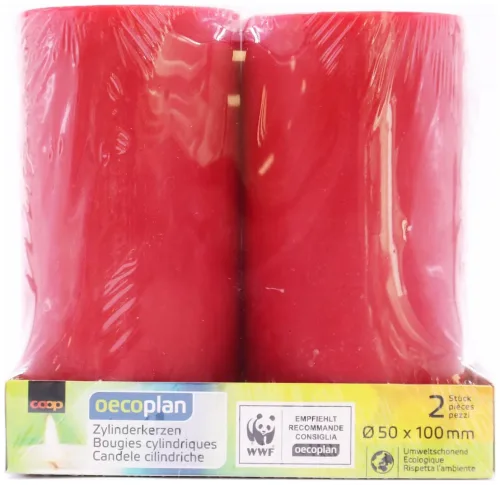 Oecoplan Zylinderkerzen rot 50x100mm 2 Stück