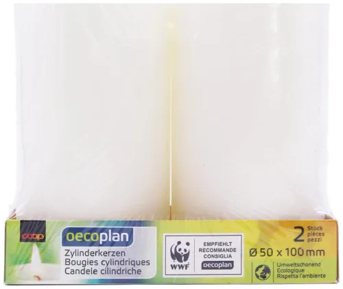 Oecoplan Zylinderkerzen 50x100mm weiss 2 Stück
