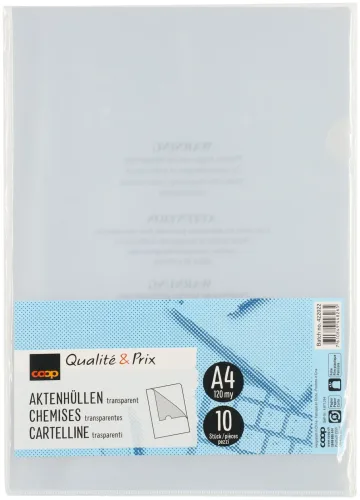 Coop Qualité & Prix 10 Aktenhüllen A4 120my transparent