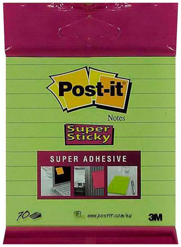 Post-it, POST-IT Block Super Sticky 100x100mm XL-LL gr&uuml;n, 70 Bl., liniert, h&auml;ngbar