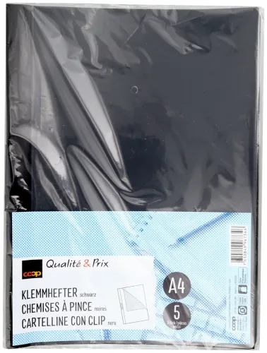 Coop Qualité&Prix Klemmhefter A4 schwarz 5 Stück