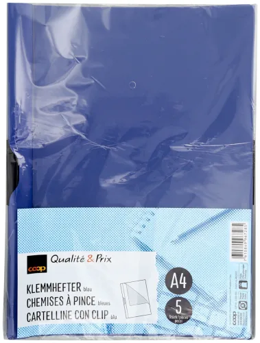 Coop Qualité&Prix Klemmhefter A4 blau 5 Stk.