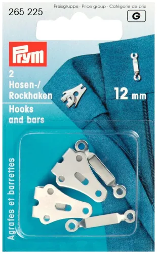 Prym, Prym Hosen oder Rockhaken + Stege, silber 12 mm, Karte 2 Stk.