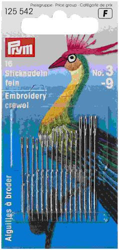 Prym, Prym Crewelnadeln Stahl, silber Nr. 3-9, Karte 16 St&uuml;ck