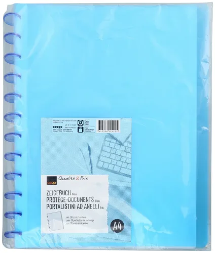 Coop Qualité&Prix Zeigebuch blau mit 20 Ersatztaschen