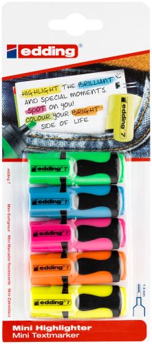 edding, EDDING Textmarker Mini 1-3mm 7BLI-99 5 Farben ass.