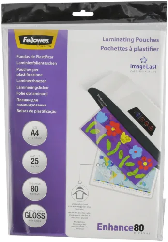 Fellowes, FELLOWES Laminiertasche A4 5396205 glanz, 80my 25 Stk