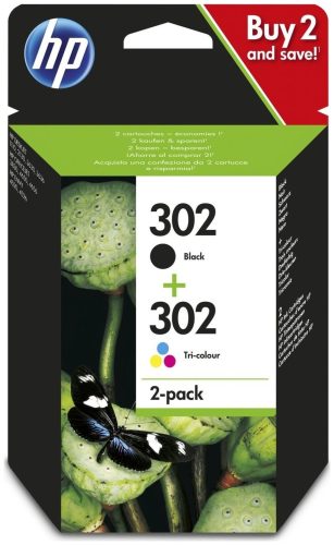 HP, HP 302 Original Tintenpatrone X4D37AE Schwarz, Cyan, Magenta, Gelb Duopack 2 Stück