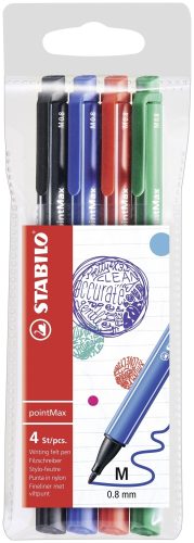 STABILO, STABILO Premium-Fineliner 0,8mm 488/4 pointMax 4 Farben