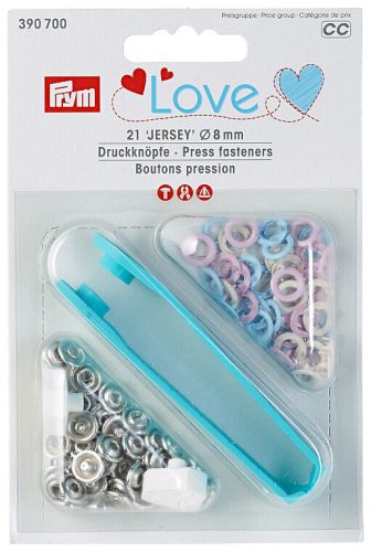 Prym Love, Prym Love Druckknopf Jersey, rosa, hellblau & perle 8 mm