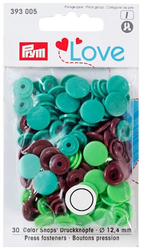 Prym, Prym Love Druckknopf Color Snaps, gr&uuml;n & braun 12.4 mm, Karte 30 Stk.