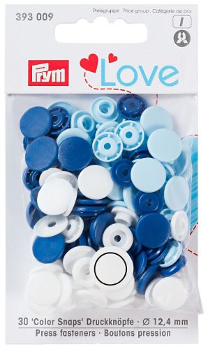 Prym, Prym Love Druckknopf Color Snaps, weiss & blau 12.4 mm, Karte 30 Stk.