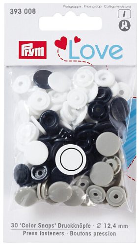 Prym, Prym Love Druckknopf Color Snaps, marine, grau & weiss 12.4 mm, Karte 30 Stk.