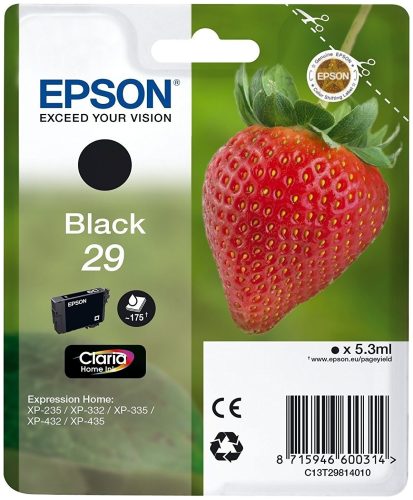 Epson, EPSON Tintenpatrone schwarz T298140 XP-235/335/435 175 Seiten