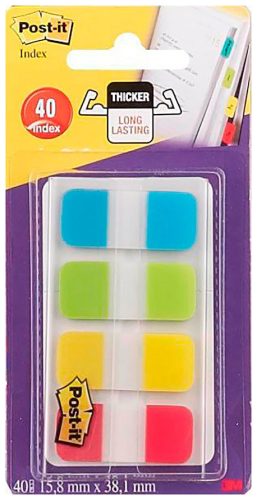 Post-it, POST-IT Index Strong schmal 16x38mm 676-ALYR 4-farbig 4x10 St&uuml;ck