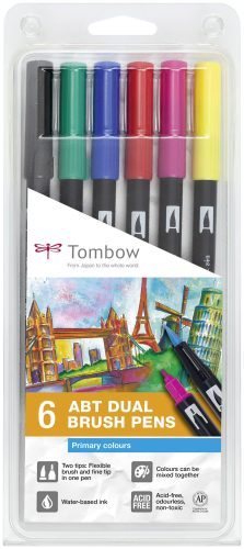 Tombow, TOMBOW ABT Dual Brush Pen ABT-6P-1 6er Set Grundt&ouml;ne