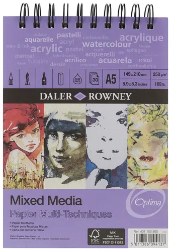Daler-Rowney Daler Rowney Block A5 250gr. mit Spirale 30 Blatt