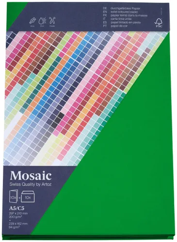 Artoz Mosaic Karten/Kuverts A5/C5 apfelgrün je 10 Stück