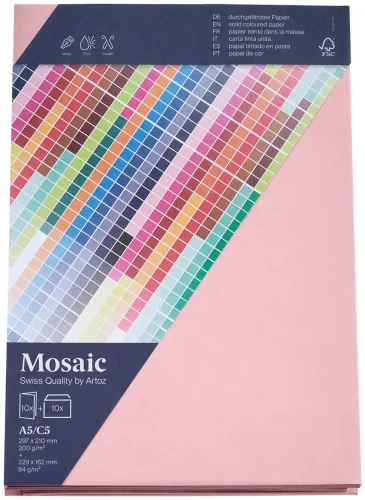 Artoz Mosaic Karten/Kuverts A5/C5 rosa je 10 Stück