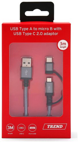 Trend Ladekabel Combo USB C & micro 3m