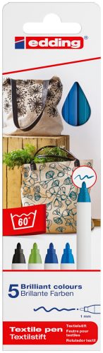 edding, EDDING Textilstift 4600 3951 Cool Color 5 St&uuml;ck