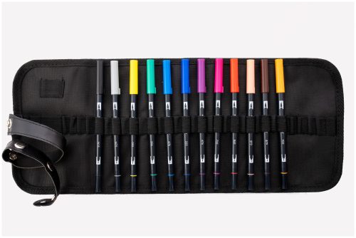 Tombow, TOMBOW Fasermaler Rolltasche ABT12P1RS 12 St&uuml;ck, Grundt&ouml;ne