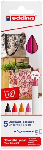 edding, EDDING Textilstift 4600 3946 Warm Color 5 St&uuml;ck