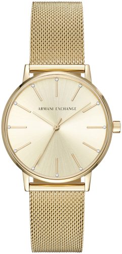 Armani Exchange Uhr 3-Zeiger-Werk Milanaise Edelstahl goldfarben
