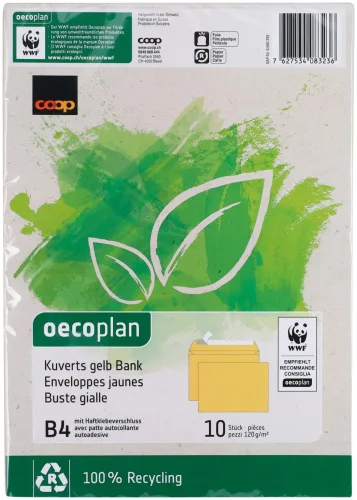 Oecoplan Kuvert B4 Gelb Bank 10Stk