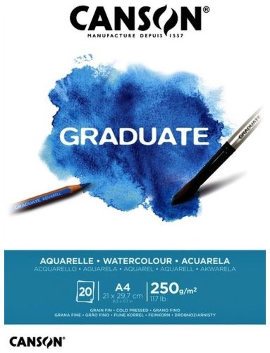 CANSON, CANSON Zeichenblock Graduate A4 400110374 20 Blatt, aquarell, 250g