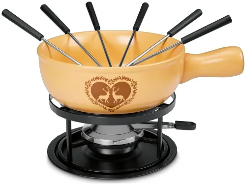 Käsefondue-Set Herz mit Hirsch 9-teilig