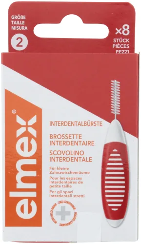 elmex Interdentalbürsten Rot, Grösse 2, 0,5 mm, 8 Stück, Zahnzwischenraumbürste