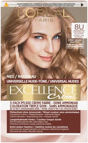 L'Oréal Paris Excellence Nude-Töne 8Us Lichtblond, 1Stk