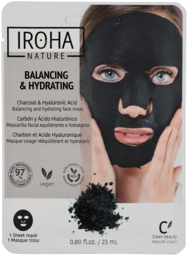 iroha - Tissue Face Mask - Charcoal+Ha - Biodegradable, 23 ml
