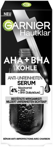 Garnier - Hautklar Anti-Unreinheiten Serum mit Kohle und 4% Niacinamid + AHA + BHA (Salizylsäure), 30 ml