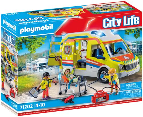PLAYMOBIL, 71202 City Life - Rettungswagen mit Licht und Sound, Konstruktionsspielzeug