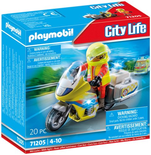 PLAYMOBIL, 71205 Notarzt-Motorrad mit Blinklicht, Konstruktionsspielzeug
