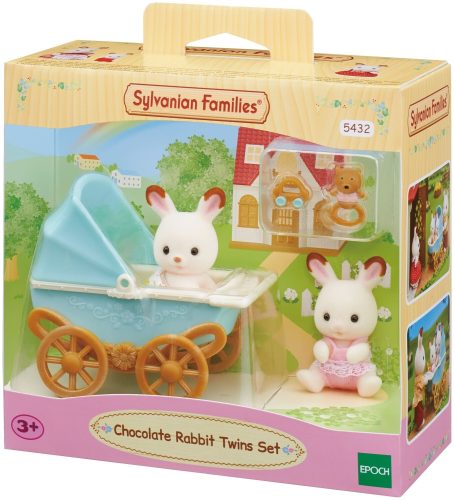 Sylvanian families, Sylvanian Families Chocolate Rabbit Twin Babies & Pram