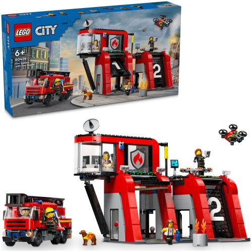 LEGO, 60414 Feuerwehrstation mit Drehleiterfahrzeug Multicolor